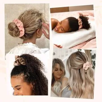 YANIBEST 5 Count Satin Silk Scrunchies for Women - Shimmer Satin Hair Ties, No Damage Cute Scrunchie...