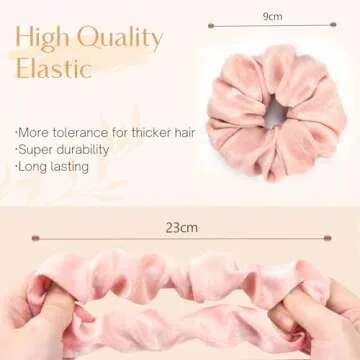YANIBEST 5 Count Satin Silk Scrunchies for Women - Shimmer Satin Hair Ties, No Damage Cute Scrunchies for Styling, Girls Holiday Silk Hair Scrunchie for Hair Care, Aa-Pink
