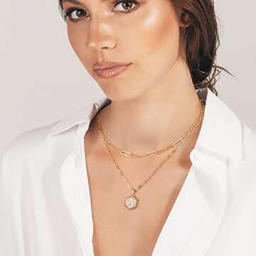 Anoup Gold Initial Necklaces for Women, Gold Necklace for Women Layered Necklaces for Women Letter Necklace for Women Initial Necklace for Women Gold Necklaces for Women Gold Jewelry for Women