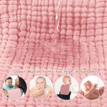 Looxii Muslin Burp Cloths 100% Cotton Muslin Cloths Large 20''x10'' Extra Soft and Absorbent 6 Pack Baby Burping Cloth for Boys and Girls Gradient Pink
