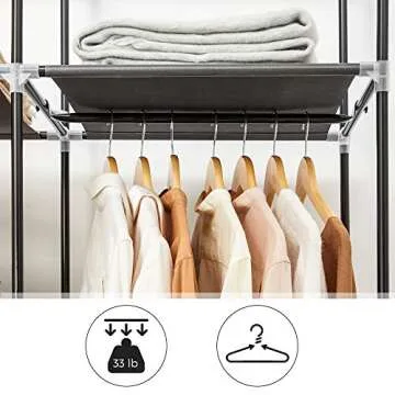 SONGMICS Portable Closet, Wardrobe Closet Organizer with Non-Woven Fabric Cover, Hanging Rods and Shelves, 59 x 17.7 x 69 Inches, Large Capacity for Bedroom, Living Room, Ink Black URYG12H