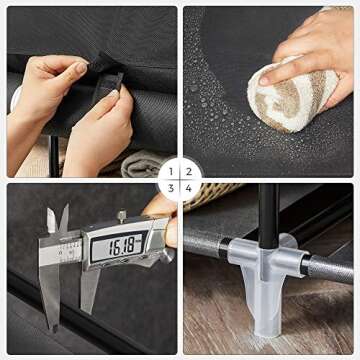 SONGMICS Portable Closet, Wardrobe Closet Organizer with Non-Woven Fabric Cover, Hanging Rods and Shelves, 59 x 17.7 x 69 Inches, Large Capacity for Bedroom, Living Room, Ink Black URYG12H