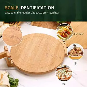 Ackitry 10 Inch Bamboo Tortilla Press with Parchment Papers