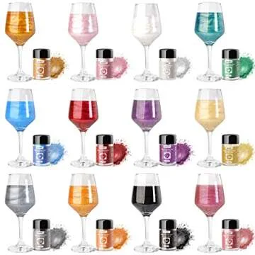 Edible Glitter for Cocktails and Cakes - 12 Colors Food Grade Shimmer Dust Set