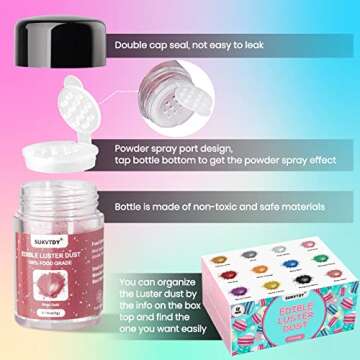 Edible Glitter Set - 12 Colors for Cocktails & Cakes