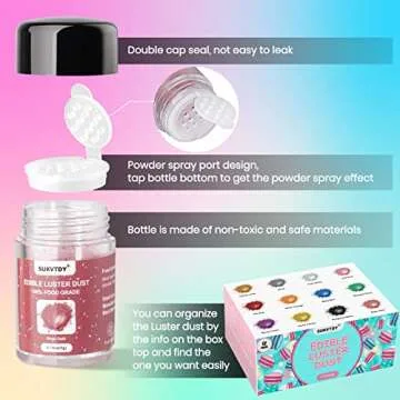 Edible Glitter Set - 12 Colors for Cocktails & Cakes