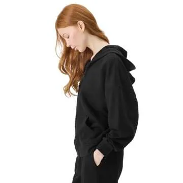Florence By Mills Womens Cozy Crush Slouchy Sleeve Oversized Zip Hoodie, Black, Medium