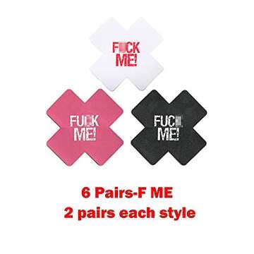 Ypser 6 Pairs Word Nipple Covers Disposable Pasty Self Adhesive Satin Bra Pad Pasties for Women