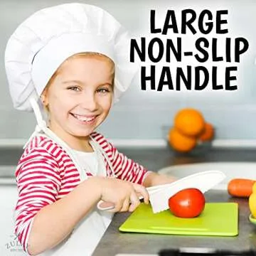 Zulay 3-Piece Kids Knife Set for Real Cooking & Baking - Toddler Knives for Cutting Fruits, Veggies, & Cake - Children’s Montessori Knife with Serrated Edges - Safe & Fun Lettuce Knife (Peach)