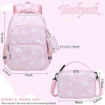 MIRLEWAIY Kids School Backpack Set Girls Boys Student Bookbag Children Elementary Backpack with Lunc...