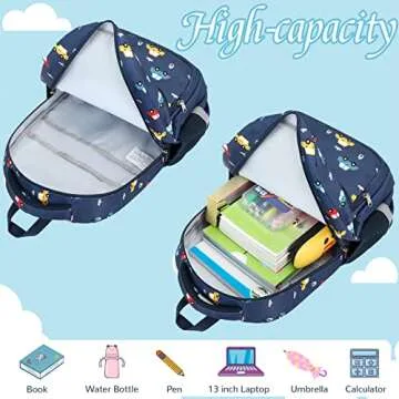 MIRLEWAIY Kids School Backpack Set Girls Boys Student Bookbag Children Elementary Backpack with Lunch Box Pencil Bag, Pink Dog