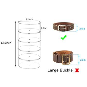 FEMELI Belt Organizer, Acrylic Display Case with 5 Layers Storage Holder for Belt, Watches and Other Accessories