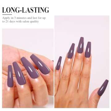 Imtiti Purple Gel Nail Polish, Rose Purple Gel Polish High Gloss Soak Off UV LED Nail Gel Polish Autumn Winter Gel Polish Nail Art Manicure Salon DIY Design Gel Nail Kit 10ML