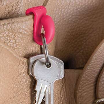 Bobino | Key Clip | Clip On Key Holder | Key Hook For Bag | Key Clip For Purse | Key Holder For Keychain | Purse Accessories | Key Chain Hooks & Compact Key Holder | Key Hanger | 2 Pack Rubine