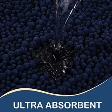 Arotive Luxury Chenille Bathroom Rug Mat, Extra Soft Thick Absorbent Shaggy Bath Rugs, Non-Slip Machine Wash Dry, Plush Bath Mats for Bathroom, Shower and Tub, 24x16, Navy