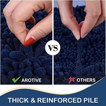 Arotive Luxury Chenille Bathroom Rug Mat, Extra Soft Thick Absorbent Shaggy Bath Rugs, Non-Slip Machine Wash Dry, Plush Bath Mats for Bathroom, Shower and Tub, 24x16, Navy