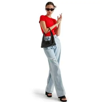 SUUKSESS Women Double Lined Fitted Basic Tee Shirts Crew Neck Short Sleeve Y2K Going Out Crop Tops (Dream Red, XS)