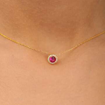 MONOOC Birthstone Necklace for Women, Blue Topaz Necklace Birthstone Necklace for Women Layered Gold...