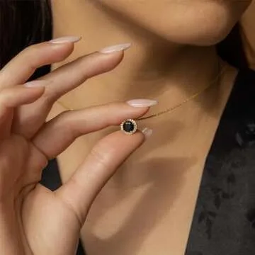 MONOOC Birthstone Necklace for Women, Blue Topaz Necklace Birthstone Necklace for Women Layered Gold Necklaces for Women November Birthstone Necklace November Birthstone Jewelry Gold Jewelry