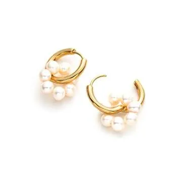 C.Paravano Earrings for Women | Hoop Earrings for Women | Pearl Earrings for Women | Statement Earrings Gold | Chunky Gold Hoop Earrings