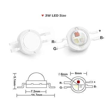 CHANZON 10pcs High Power Led Chip 3W RGB 4 pin Common Anode (300mA - 350mA for Each Color 3 Watt) Multicolor Super Bright Intensity SMD COB Light Emitter Component Diode Bulb Lamp Beads DIY Lighting