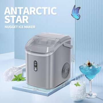 Antarctic Star Nugget Countertop Ice Maker - Soft Chewable Ice with Self-Cleaning Function