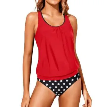 Stylish Yonique Women Tankini Blouson Swimsuit for Comfort
