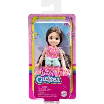 Barbie Chelsea Doll, Small Doll with Brace for Scoliosis Spine Curvature, Brunette Wearing Pink Lightning Bolt Dress