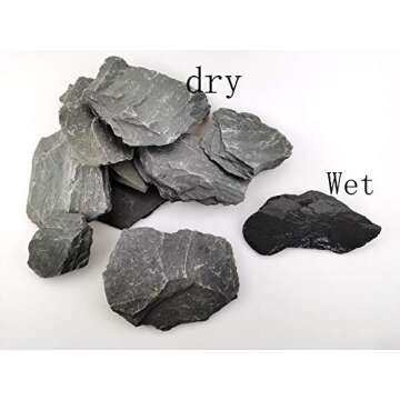 Voulosimi Natural Slate Rocks PH Neutral Stone Perfect Rocks for Aquariums, Landscaping Model,Tank Decoration,Amphibian Enclosures (12 LB, 5-7 inch)
