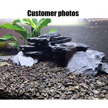 Voulosimi Natural Slate Rocks PH Neutral Stone Perfect Rocks for Aquariums, Landscaping Model,Tank Decoration,Amphibian Enclosures (12 LB, 5-7 inch)