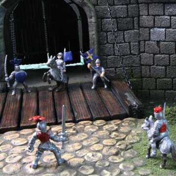 Safari Ltd. Knights & Dragons Toob - Set of 10 Mini Figurines: Red & Blue Kingdom Knights, Catapult,...