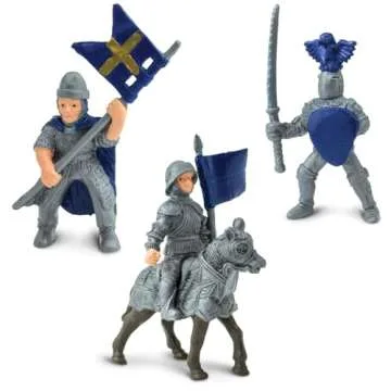 Safari Ltd. Knights & Dragons Toob - Set of 10 Mini Figurines: Red & Blue Kingdom Knights, Catapult, and Green Dragon - History Learning Toy Figures for Boys, Girls & Kids Ages 3+
