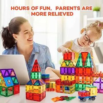 Children Hub 100pcs Magnetic Tiles Set - Educational 3D Magnet Building Blocks - Building Constructi...