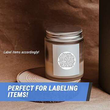 Candle Warning Labels (1.5 inch, Black & White - 300 Labels) Circe Dot Wax Melt Warning, Safety Decals for Candle Jar, Tins, Container, Clam Shell, DIY Candle Supplies