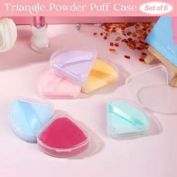 ISKYBOB Set of 6 Powder Puff Holder Cases, Travel Beauty Blender Holder Portable Triangle Powder Puf...