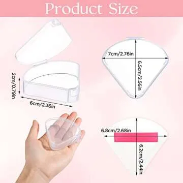 ISKYBOB Set of 6 Powder Puff Holder Cases, Travel Beauty Blender Holder Portable Triangle Powder Puff Storage Box Clear Small Makeup Sponge Containers Pocket Cosmetic Puff Box