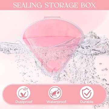 ISKYBOB Set of 6 Powder Puff Holder Cases, Travel Beauty Blender Holder Portable Triangle Powder Puff Storage Box Clear Small Makeup Sponge Containers Pocket Cosmetic Puff Box