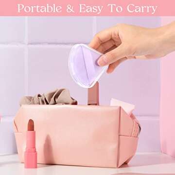 ISKYBOB Set of 6 Powder Puff Holder Cases, Travel Beauty Blender Holder Portable Triangle Powder Puff Storage Box Clear Small Makeup Sponge Containers Pocket Cosmetic Puff Box