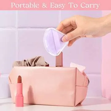 ISKYBOB Set of 6 Powder Puff Holder Cases, Travel Beauty Blender Holder Portable Triangle Powder Puff Storage Box Clear Small Makeup Sponge Containers Pocket Cosmetic Puff Box