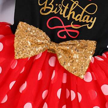 Mouse 2nd Birthday Outfit for Baby Girl My Second Birthday Outfits Cake Smash Outfit Mini Tutu Skirt Polka Dots Dress Mouse Themed Birthday Party Supply Toddler Headband Photo Shoot Black + Red 2T