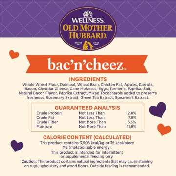 Wellness Old Mother Hubbard Bac'N'Cheez Dog Biscuits, Natural, Training Treats, Bacon & Cheese Flavor, Small Size, (20 Ounce Bag)
