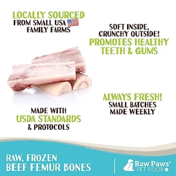 Raw Paws Beef Marrow Bones for Dogs - Natural & Nutritious