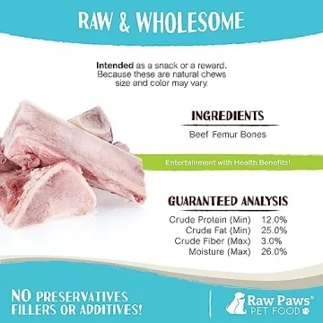 Raw Paws Beef Marrow Bones for Dogs - Natural & Nutritious