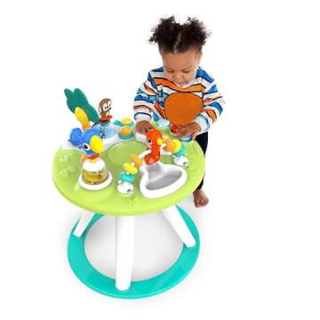 Bright Starts Around We Go 2-in-1 Baby Walker, Discovery Activity Center and Table, Tropic Cool, Ages 6 Months+