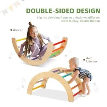 TOOKYLAND 3 in 1 Toddler Rainbow Climbing Toys Indoor, Set of 3 Wooden Safety Sturdy Kids Play Gym, Indoor Outdoor Playground Climbing Toys for Toddler
