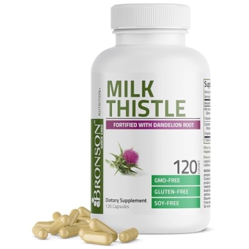 Bronson Milk Thistle Silymarin Marianum & Dandelion Root Liver Health Support, Antioxidant Support, ...