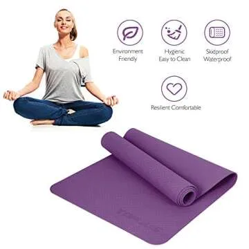 TOPLUS Yoga Mat, Fitness & Exercise Mat - Classic 4mm Thick Eco Friendly Non Slip Workout Mat with Carrying Strap for Yoga, Pilates, Gym and Floor Workouts