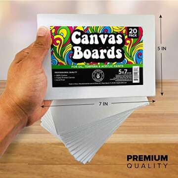 20 Pack Paint Canvases for Painting, 5x7 Blank Art Canvas Panels, Flat Canvas Boards for Acrylic, Oil, and Mixed Media, Small Canvases for Painting Projects and Art Supplies