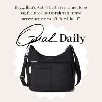 Baggallini Womens Securtex® Anti-theft Free Time Crossbody Bag Cross Body, Black