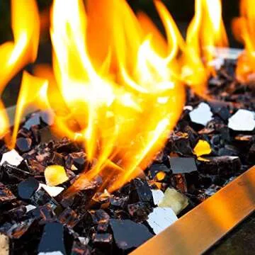 NUPICK 20lb Reflective Fire Glass for Fire Pits